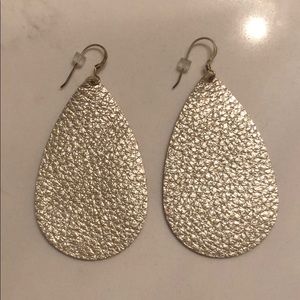 Jewelry - Silver leather tear drop earrings Jewelry - Silver leather tear drop earrings